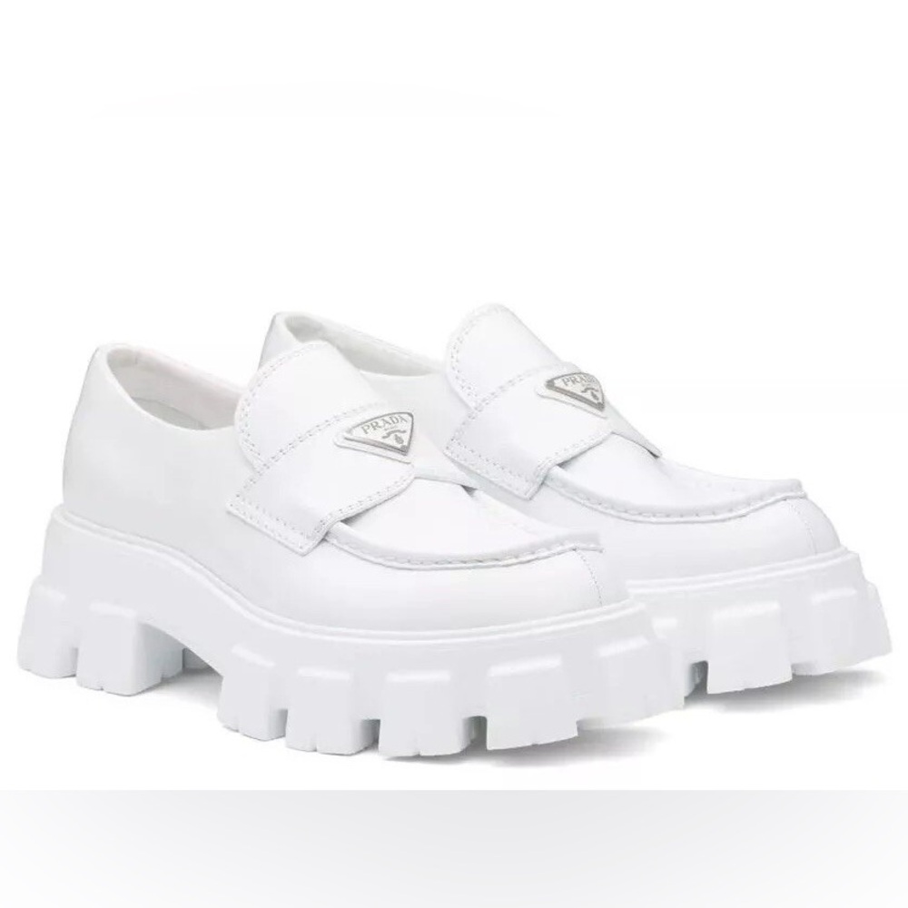 Prada Monolith Loafers Bianco White